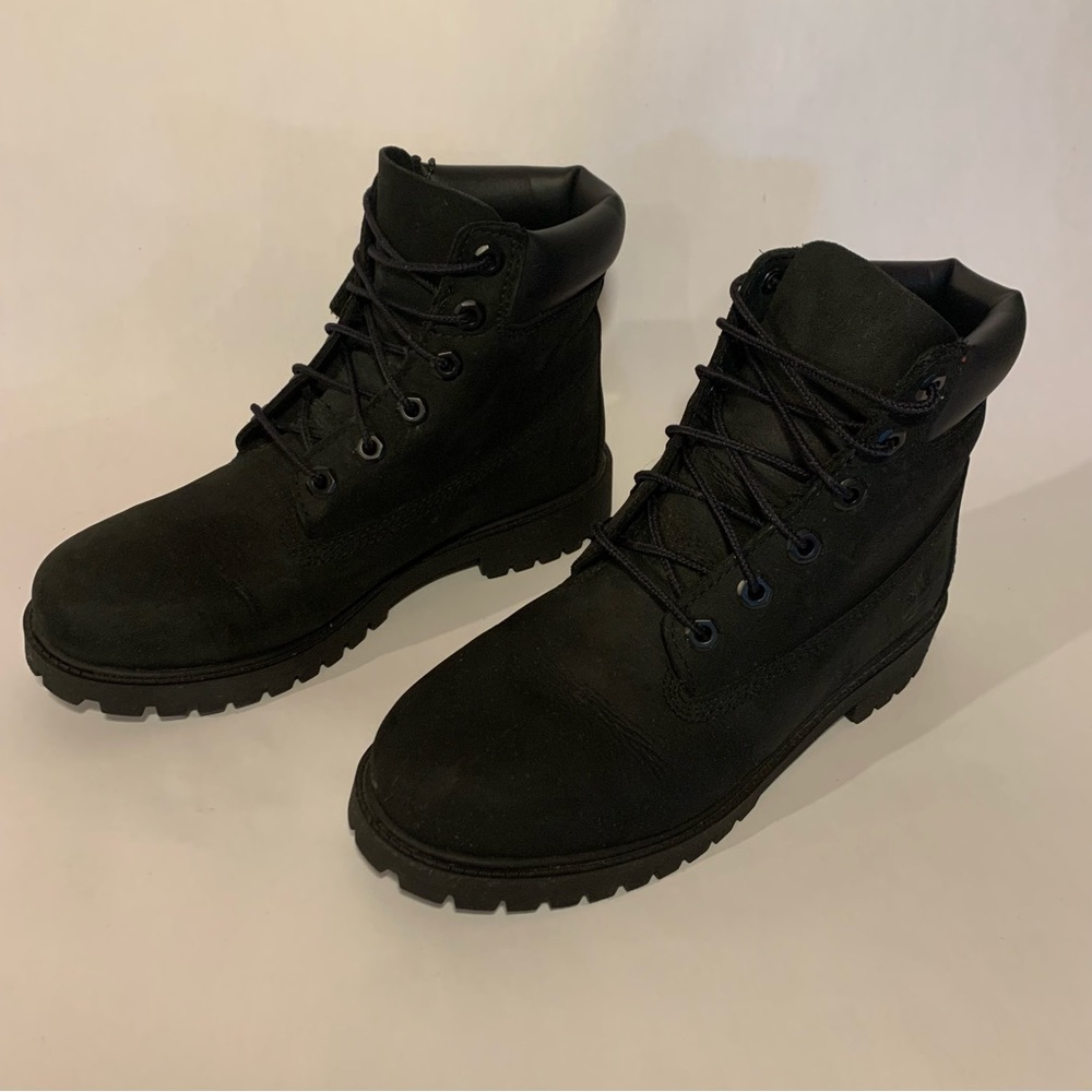 TIMBERLAND Premium 6" Waterproof Junior Size 5.5 Black Nubuck Boots